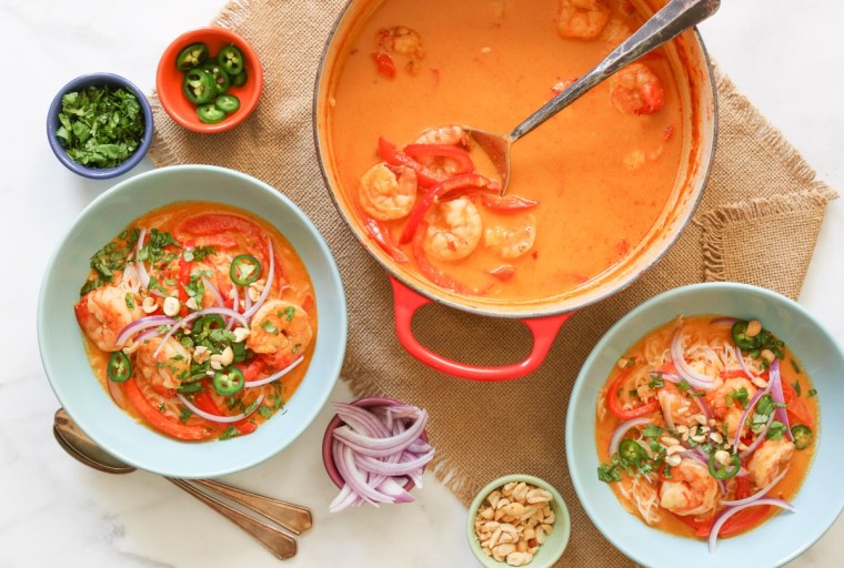 Like most noodle dishes, this red curry recipe is ripe for improvisation. Halibut, cod, salmon or chicken make great swaps for the shrimp. Or, go vegan with tofu or chickpeas.