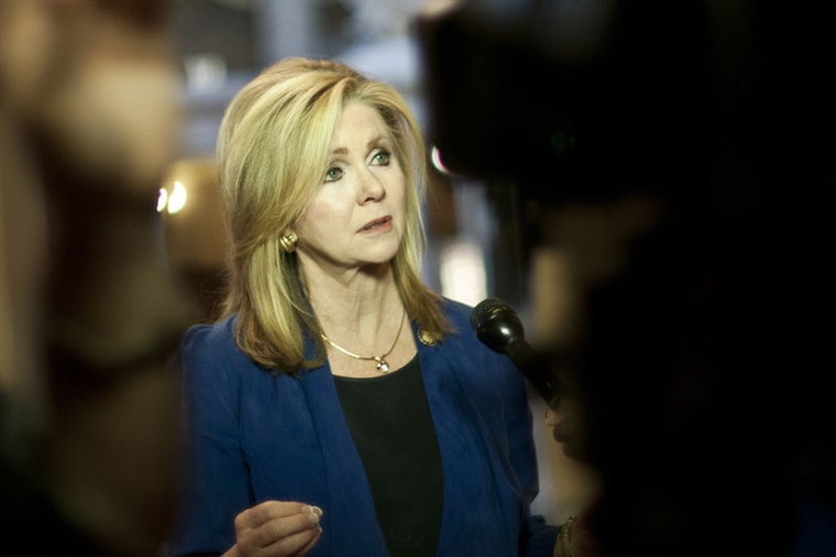 Rep. Marsha Blackburn (R-Tenn.) speaks to reporters on the fifth day of the government shutdown.