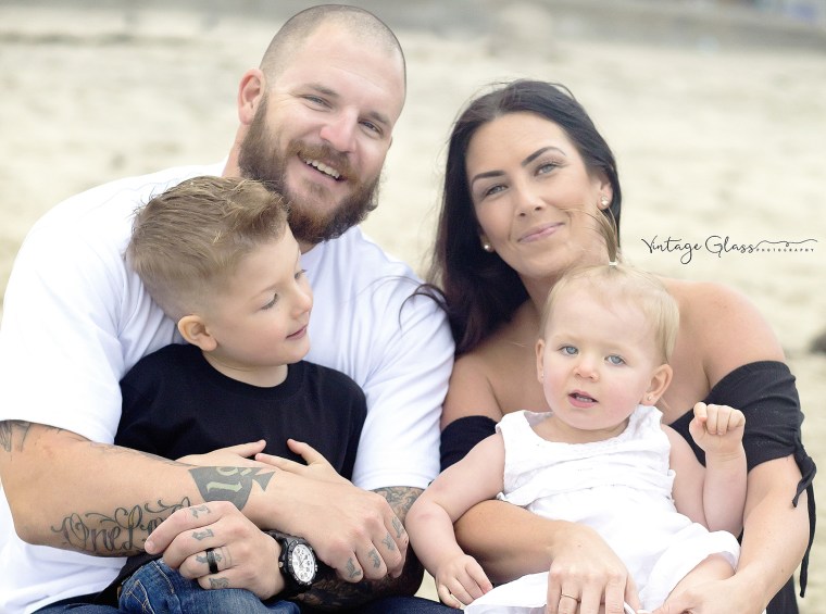 Michelle Reaves with her husband, Chris Reaves, and their children, Gage and Monroe. 