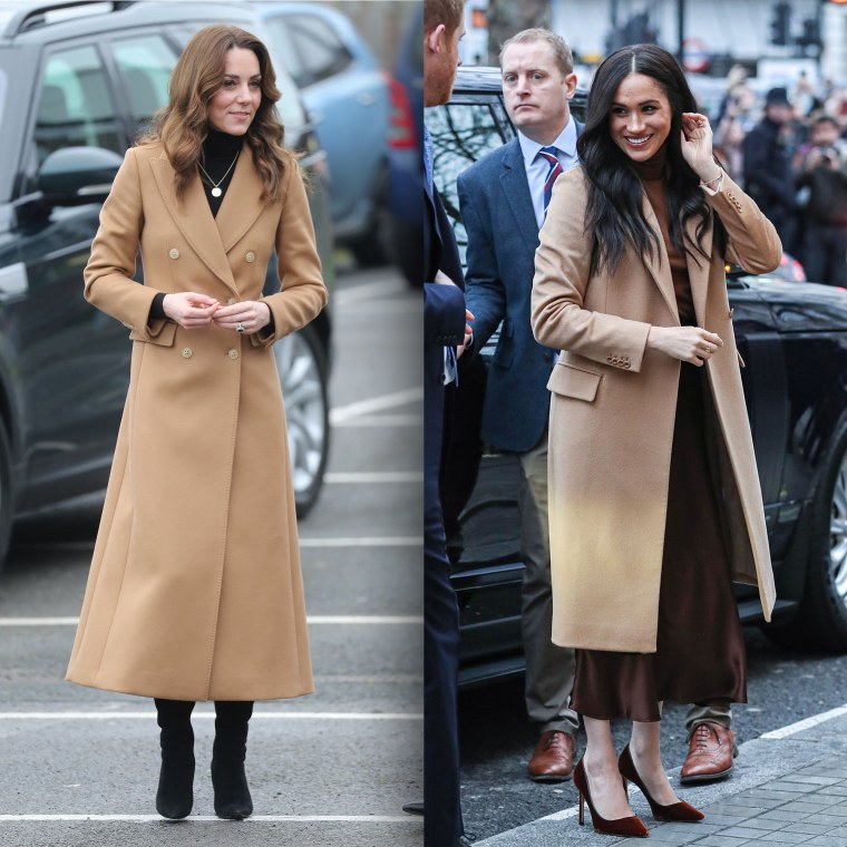 Kate Middleton wears leopard-print skirt and camel coat