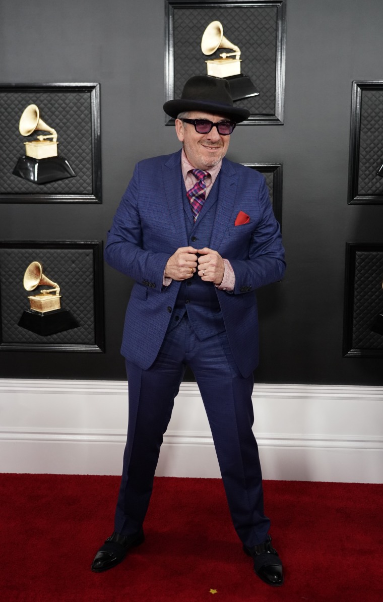 Elvis Costello Grammys red carpet