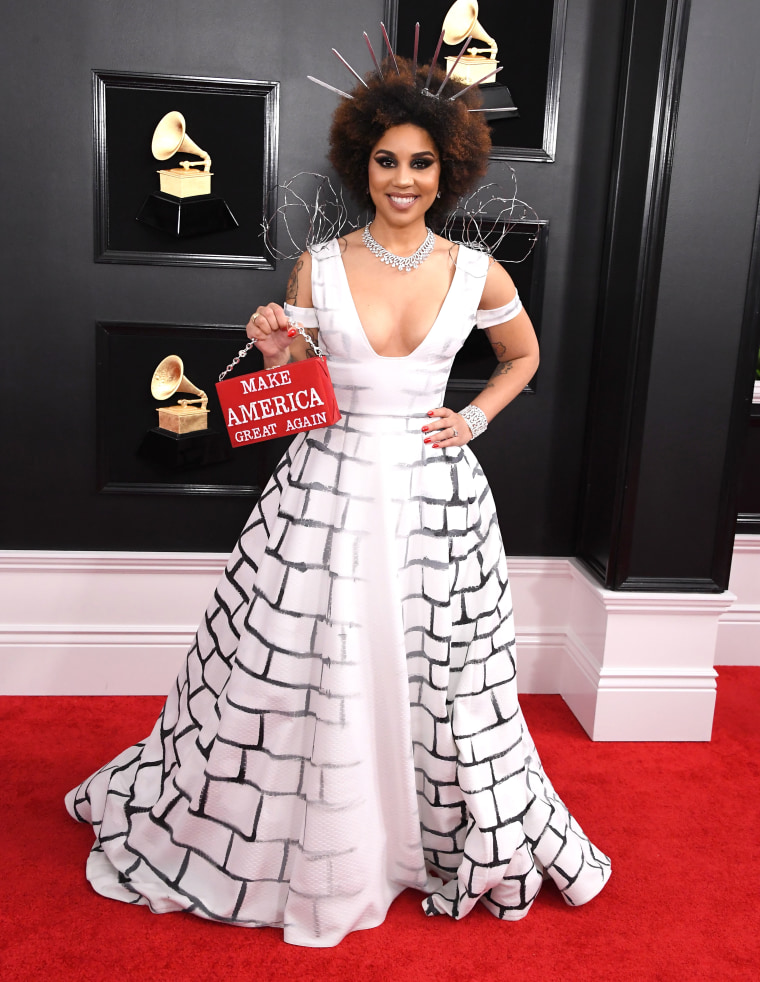 Joy Villa wears another pro Trump dress on 2020 Grammys red carpet