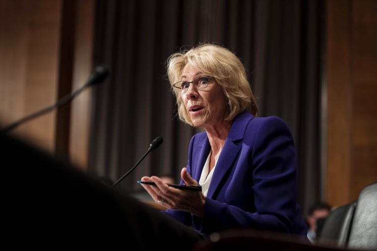Image: Betsy DeVos speaks during her confirmation hearing for Secretary of Education