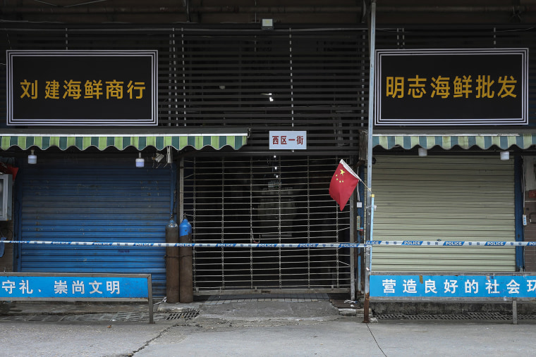 Image: The closed Huanan Seafood Wholesale Market, where some of the first reported cases were traced to.