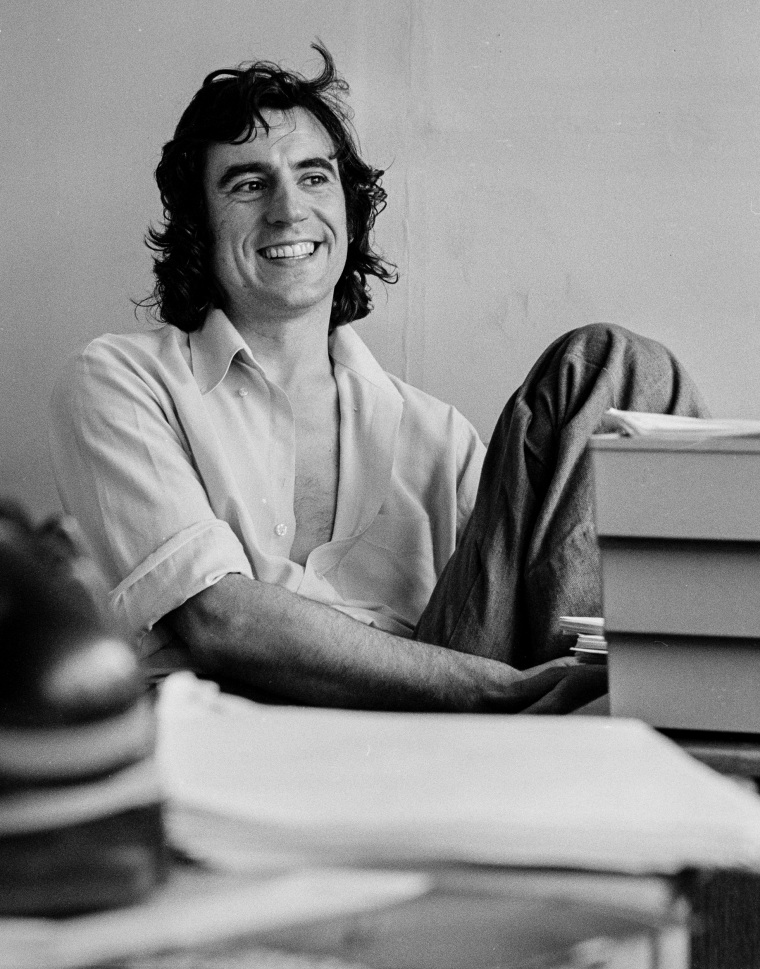 Image: Actor and writer Terry Jones at a script conference for "Monty Python's Flying Circus" in 1974.