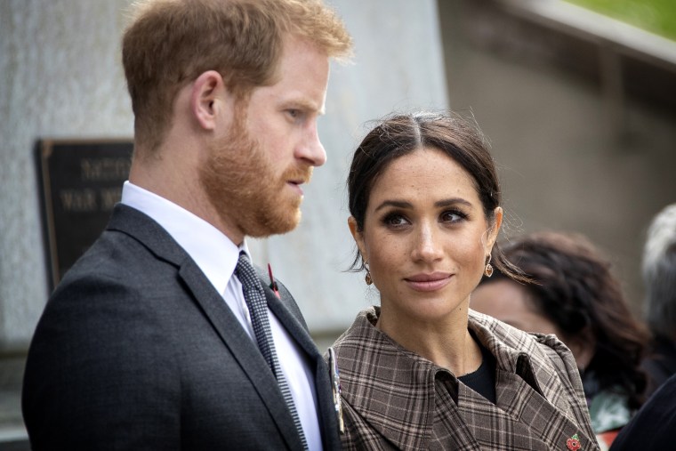 Image: Prince Harry, Duke of Sussex, and Meghan, Duchess of Sussex, arrive to a Pukeahu National War Memorial in Wellington, New Zealand, in 2018.