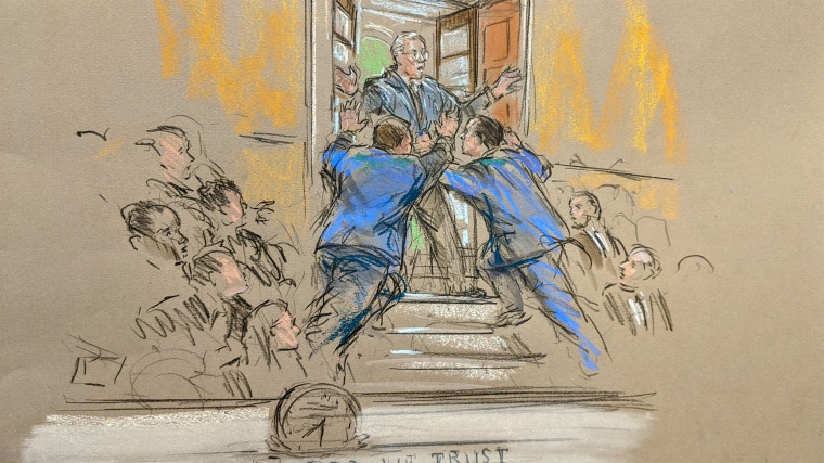 Image: Sketch of disruption at impeachment trial