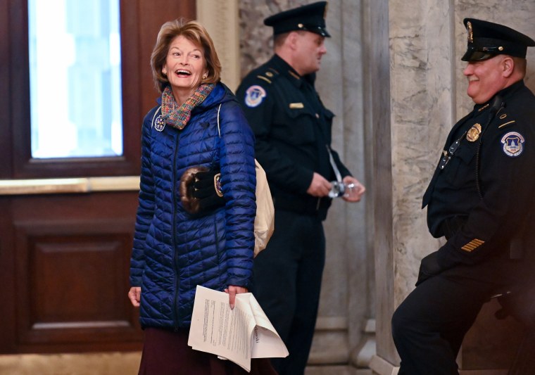 Image: Sen. Lisa Murkowski, R-Alaska, arrives for the Senate impeachment trial at the Capitol
