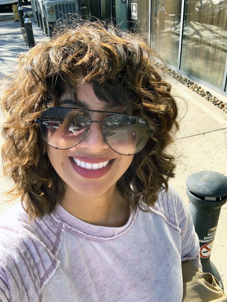 Vidya Rao after her first "curly" hair cut.