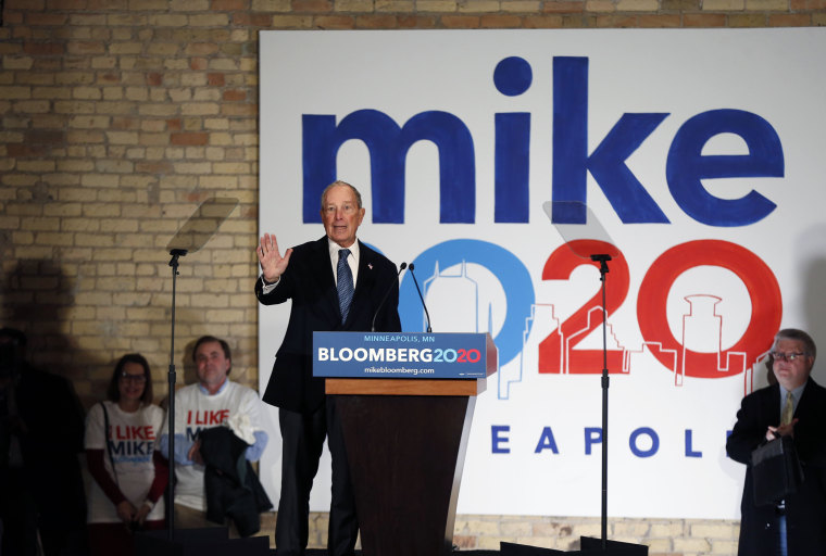 Democratic presidential candidate Michael Bloomberg speaks to supporters in Minneapolis on Jan. 23, 2020.