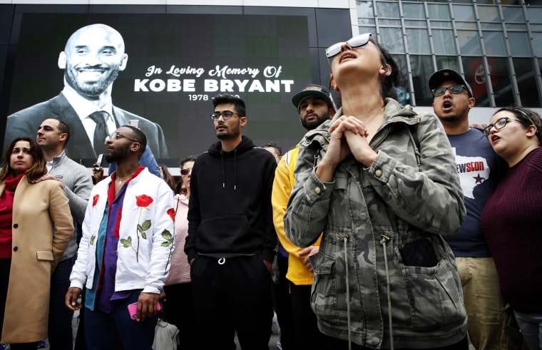 Image: Mourners gather at the Staples Center to remember Kobe Bryant