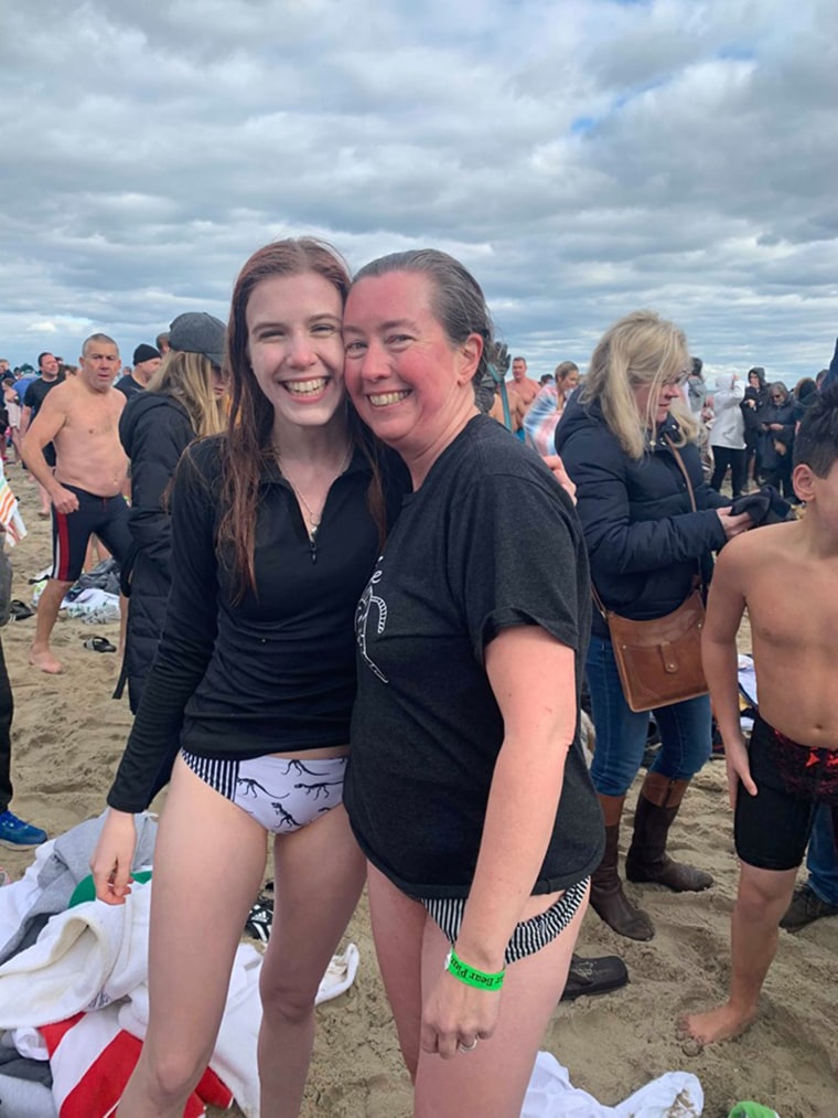 For Sarah Hough, swimming in an icy cold Atlantic Ocean helps her sleep better and clears her mind. 