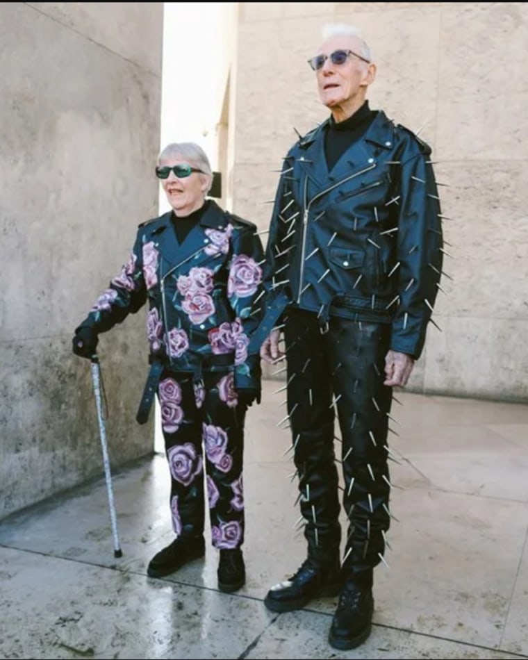 Florals, leather and spikes: Yep these two are rock stars.