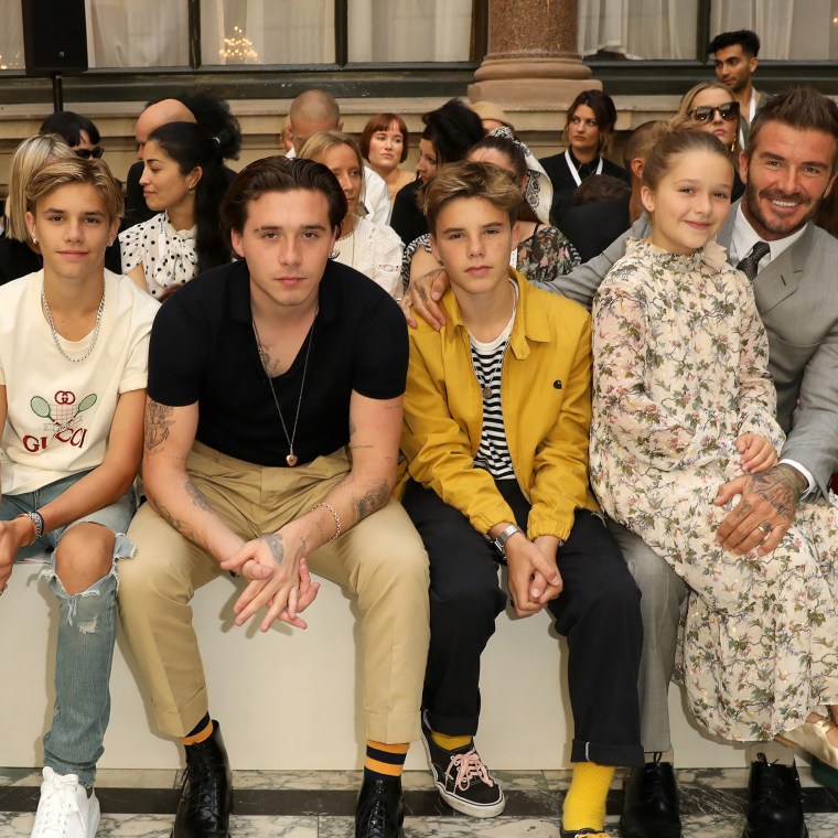 David Beckham and his kids at London Fashion Week 2019