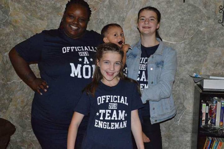 Treka Engleman adopted Mercedes, Alexis and Elijah on Nov. 1, 2019.