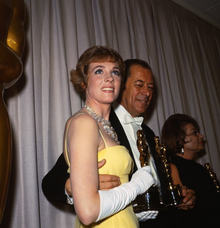 Oscar Winners Julie Andrews and Rex Harrison Hold Their Awards