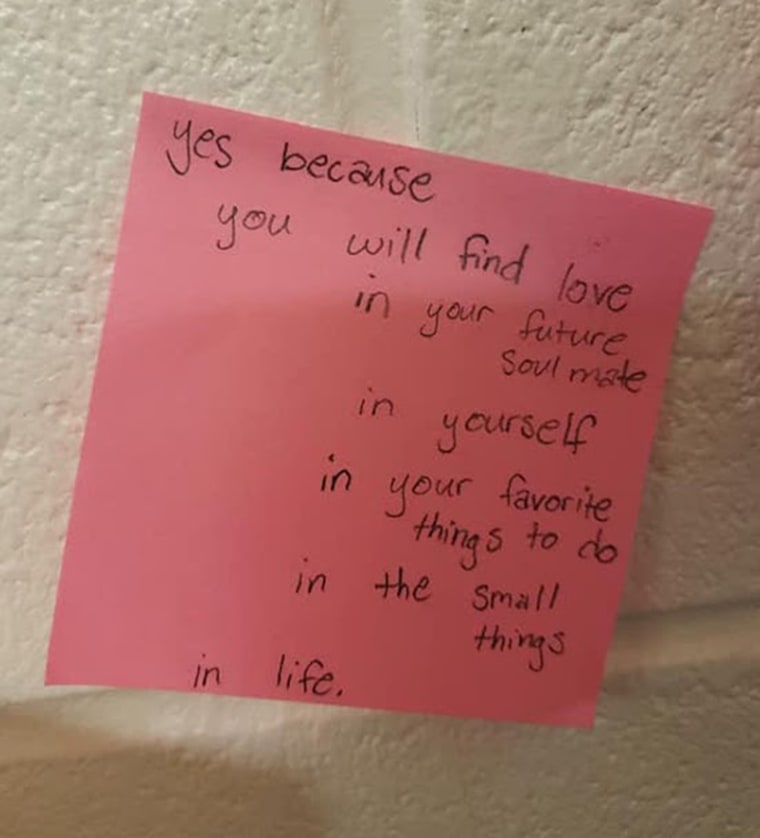 Sticky note wall responds to student's cry for help