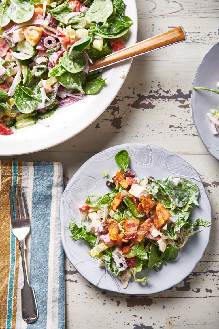 Chopped salad with chicken and blue cheese