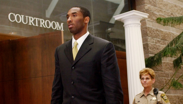 Image: Kobe Bryant leaves a court hearing on sexual assault charges in Eagle, Colo., on April 27, 2004.