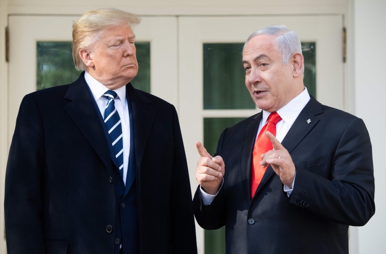 Image: President Donald Trump and Israeli Prime Minister Benjamin Netanyahu speak to the press on the West Wing Colonnade prior to meetings at the White House