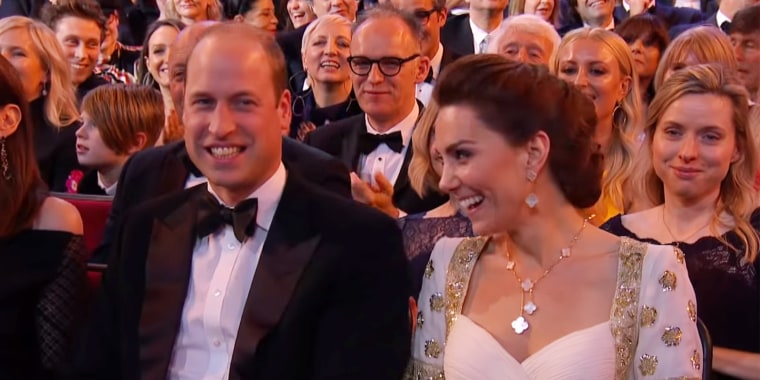 Awkward? Maybe, but Prince William and Catherine, Duchess of Cambridge, had a laugh at Brad Pitt's "Megxit" joke all the same.
