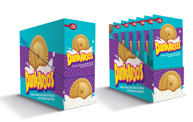 Dunkaroos will re-launch in stores this summer in single-serve packs of Vanilla Cookies with Vanilla and Sprinkles frosting.