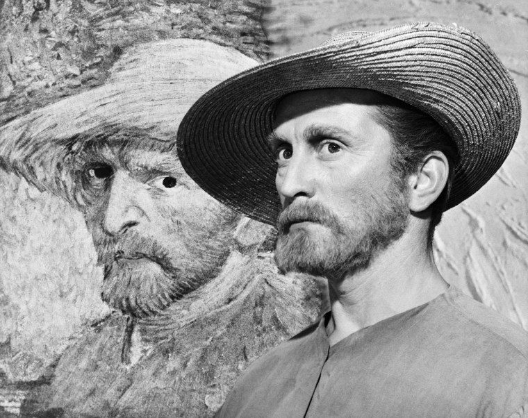 Kirk Douglas with Van Gogh Self-Portrait