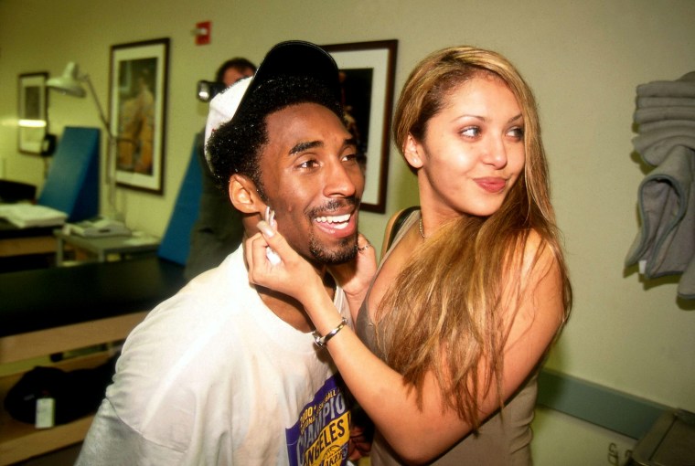 Image: Kobe Bryant and his fiance, Vanessa Laine, celebrate the Los Angeles Lakers winning the NBA Championship in 2000.