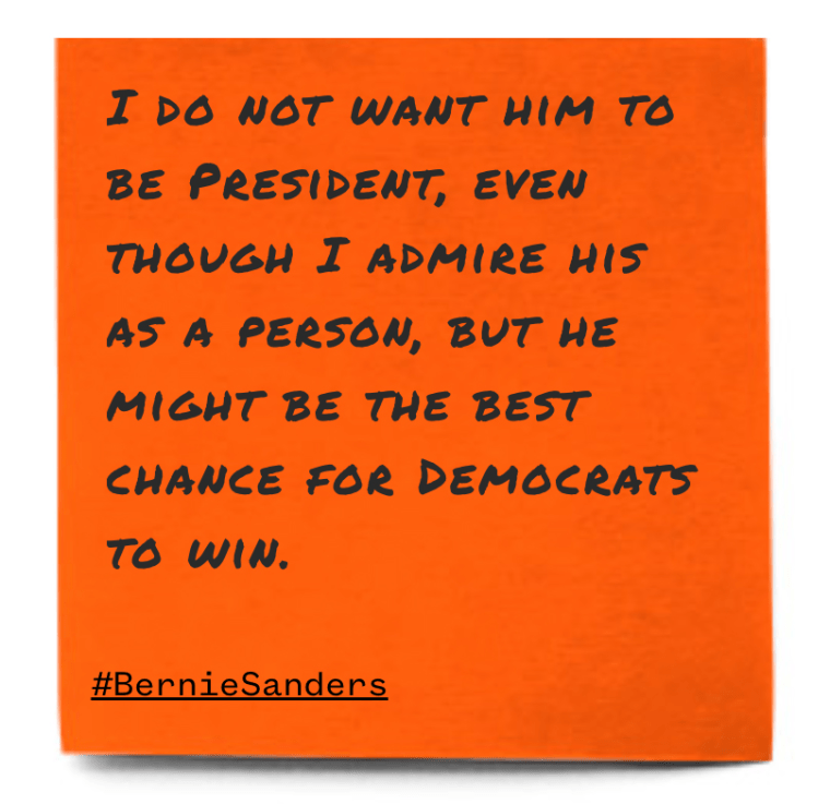 "I do not want him to be President, even though I admire his as a person, but he might be the best chance for Democrats to win."