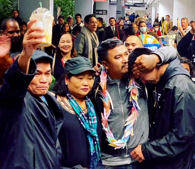 Image: Sok Loeun, who arrived in the country legally with refugee status, landed in San Francisco after spending roughly 5 years in Cambodia, on Jan. 29, 2020.
