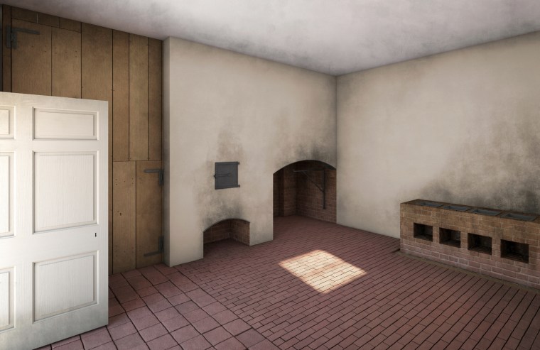 Image: A digital rendering of what the Granger-Hemings kitchen at Monticello looked like, c. 1800.