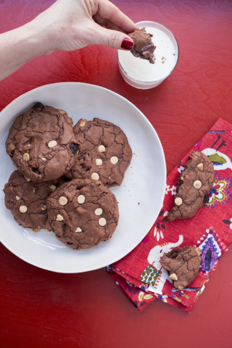 Big Chewy Brownie Cookies with Dried Cherries and White Chocolate Chips