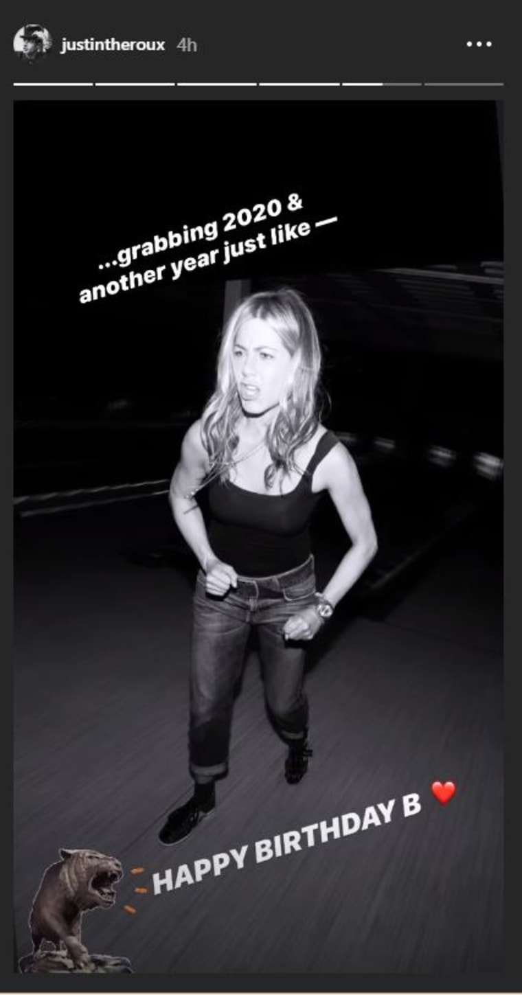 Aniston's ex, Justin Theroux, posted this Instagram story in honor of her 51st birthday.
