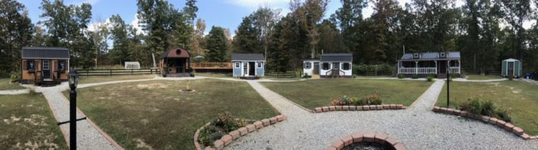 The Brinks family traded their 2,200-square-foot home in Michigan for a tiny house compound in Kentucky. 
