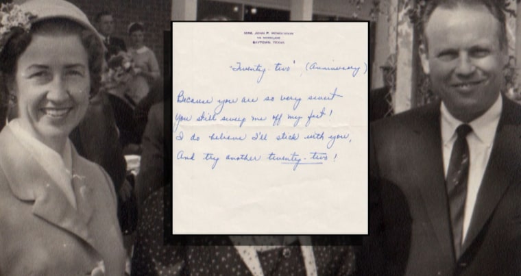 Charlotte wrote this sweet note for her husband in 1961 on their 22nd wedding anniversary. 