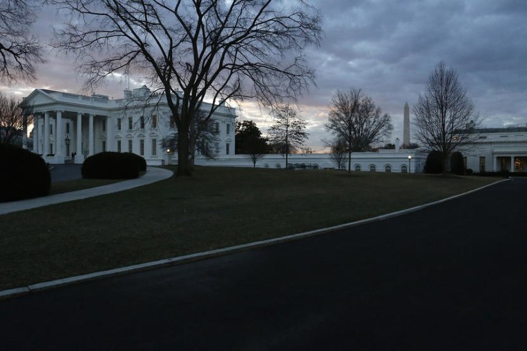 Morning breaks over the White House and the offices of the West Wing in Washington