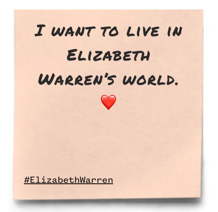 "I want to live in Elizabeth Warren's world."