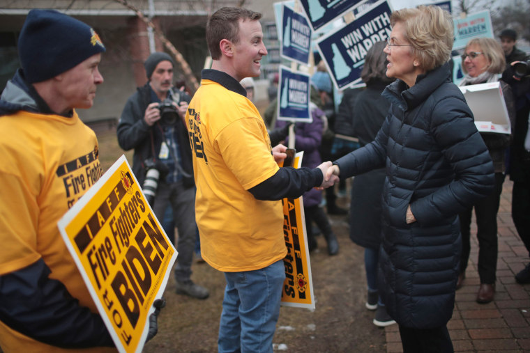 Image: Sen. Elizabeth Warren Visits Polling Stations On New Hampshire Primary Day