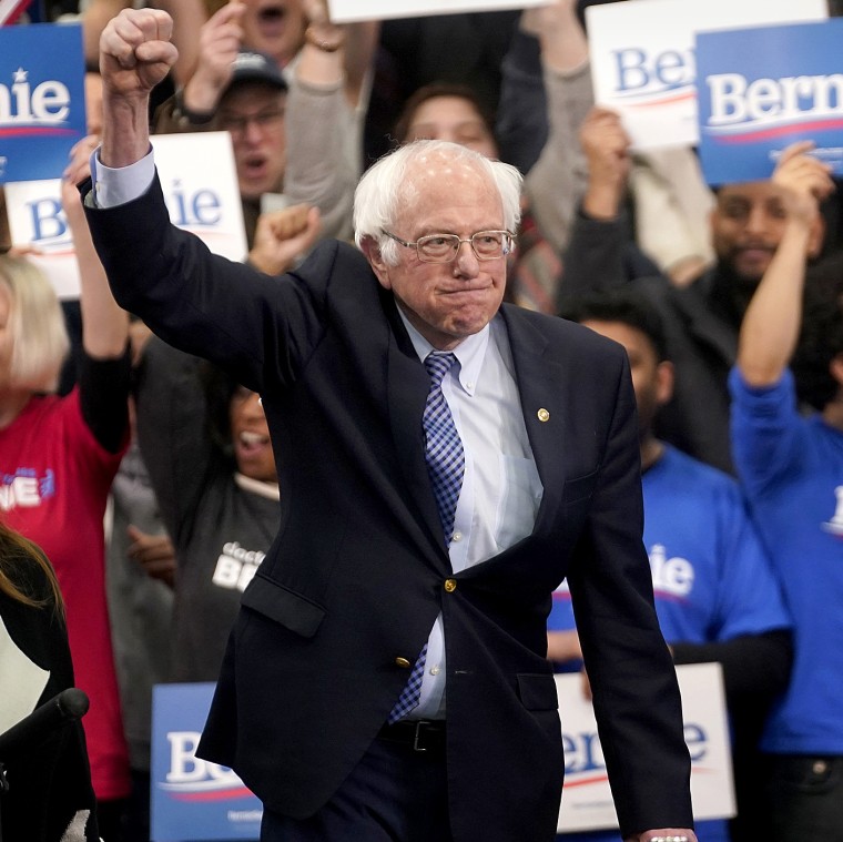 Image: Democratic U.S. presidential candidate Senator Bernie Sanders arrives at his New Hampshire primary night rally in Manchester, N.H., U.S.