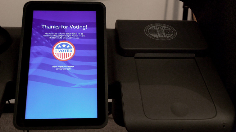 The new L.A. voting system combines a paper ballot with a touch screen.