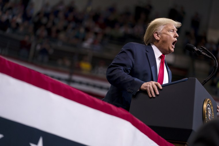 Image: President Donald Trump speaks at a campaign rally in Manchester, N.H., on Feb. 10, 2020.