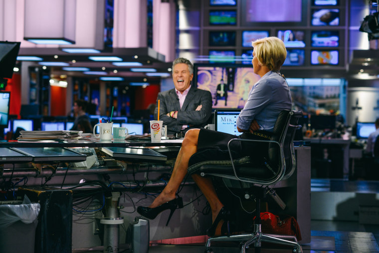 Brzezinski chats with Donny Deutsch on the set of "Morning Joe" in 2013.