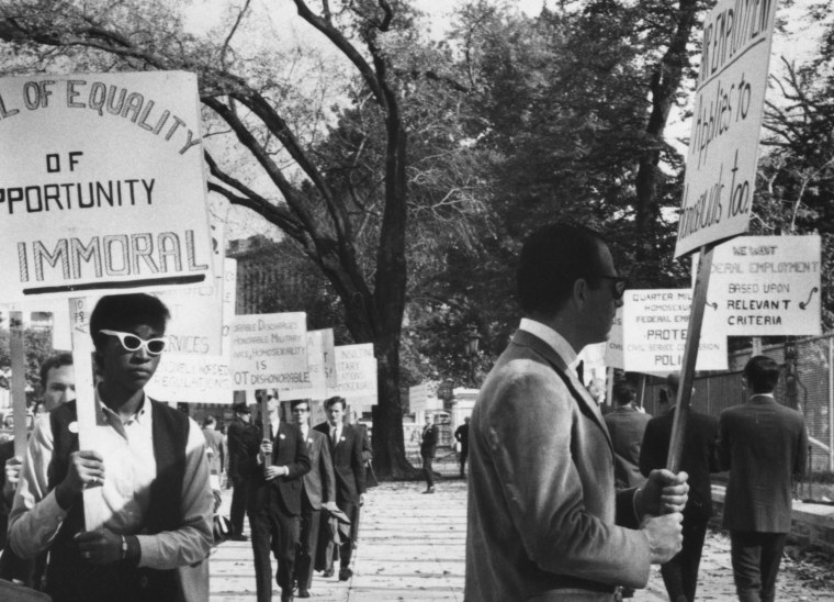 Black lesbian activist Ernestine Eckstein participating in a gay rights protest outside the White House in 1965.