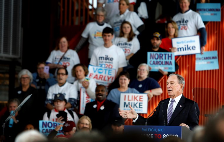 Image: Mike Bloomberg speaks at a campaign event in Raleigh, N.C., on Feb. 13, 2020.