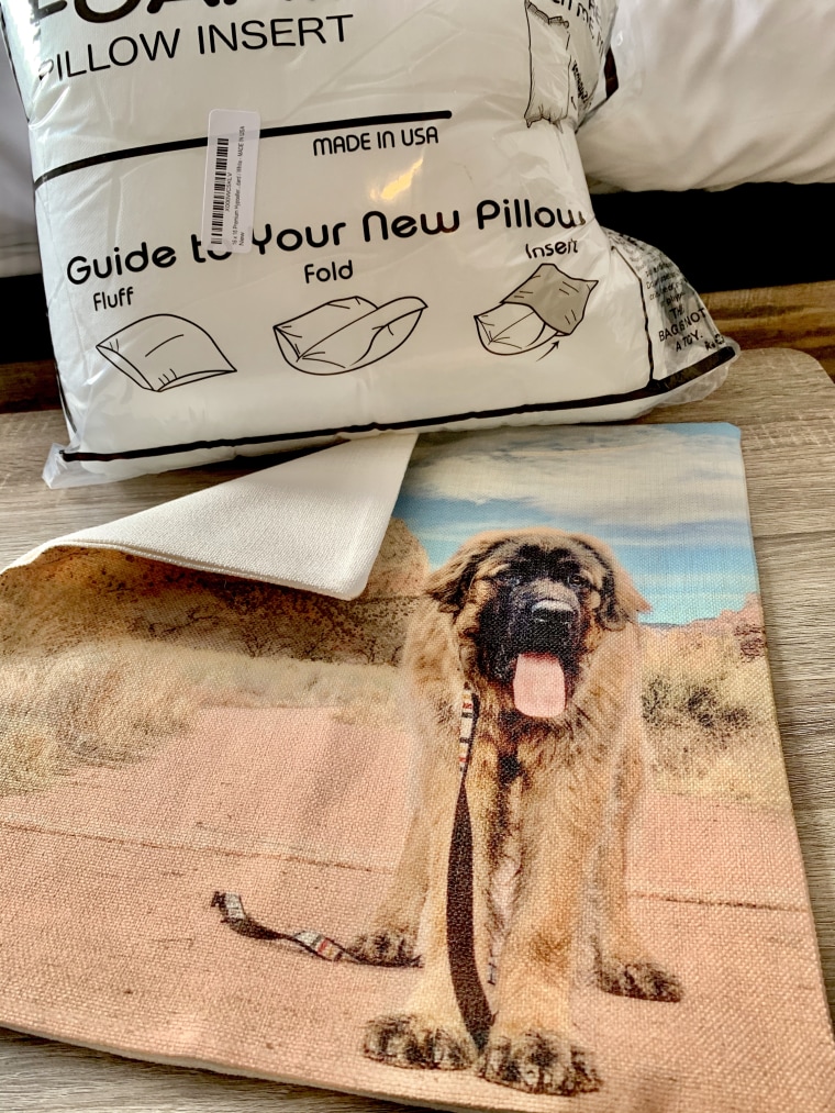 The custom photo pillow case and Foamily pillow insert