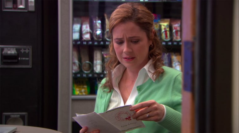 Pam finally reading that note her now-husband, Jim, wrote to her in a season nine episode of "The Office."
