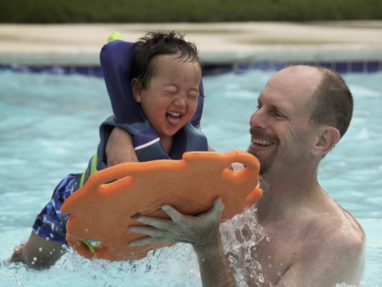 This photo of Bryan Anderson and his son, Griggs, who was adopted from China and has a form of dwarfism, is from 2014, when Griggs was 3 years old.