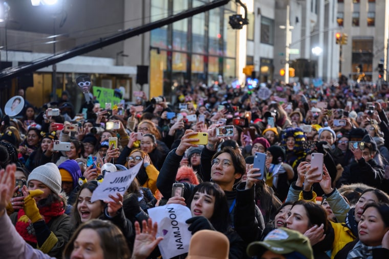 The BTS Army showed up on the plaza in force.