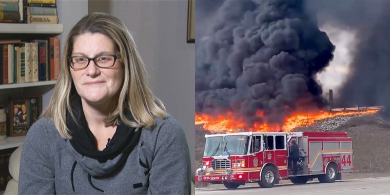 Holly McNally, who was on the way home from visiting her 3-day-old son helped rescue a truck driver from a massive tanker fire.