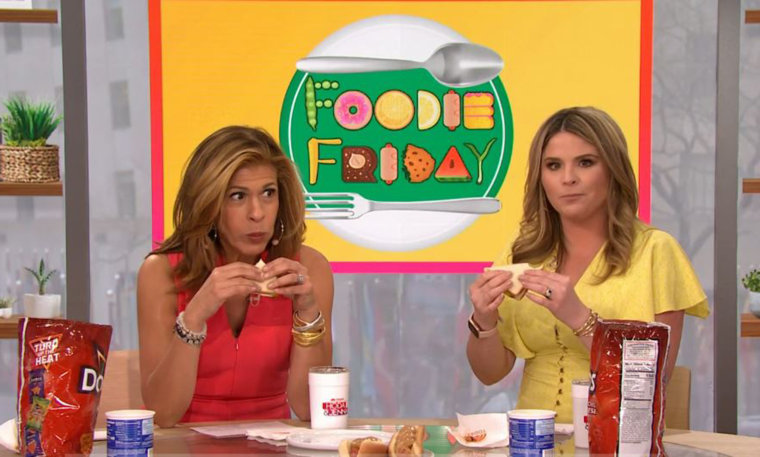 Hoda and Jenna try pickle, mayo and peanut butter sandwiches. 
